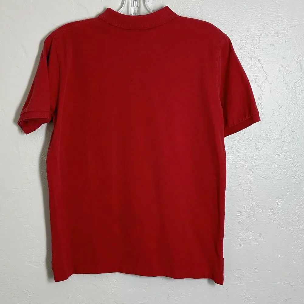 US Polo Assoc Shirt Men M Red Cotton Short Sleeve Collared Pullover